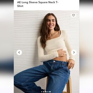 American Eagle Outfitters Cream Long Sleeve Top